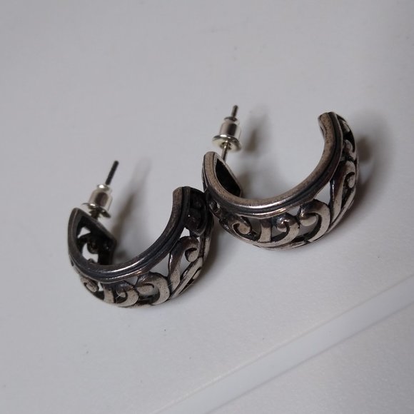 Vintage Metal Half Hoop Earrings - Picture 7 of 13